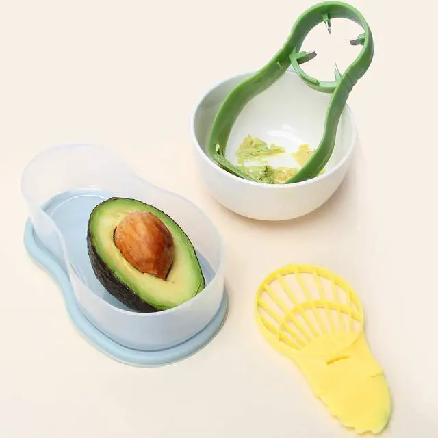 Alt view image 5 of 7 - Avocado Slicer 6 In 2 Function Tool Storage Container Set for Kitchen,Avocado Cutter with Green Chopper Fruit & Vegetable Peeler