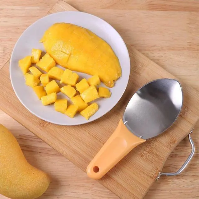 Alt view image 2 of 7 - Mango Splitter Spoon, Stainless Steel Fruit Scoop and Peeler Tool for Mango, Avocado, and Watermelon, Kitchen Utensil for Avocado Slicer Divider, 8.27"x3.15"x0.79" (3)
