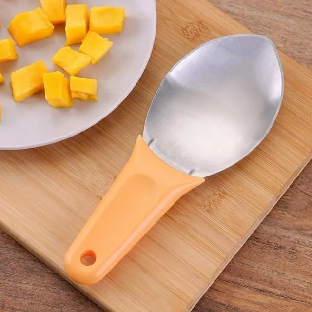 Alt view image 7 of 7 - Mango Splitter Spoon, Stainless Steel Fruit Scoop and Peeler Tool for Mango, Avocado, and Watermelon, Kitchen Utensil for Avocado Slicer Divider, 8.27"x3.15"x0.79" (3)
