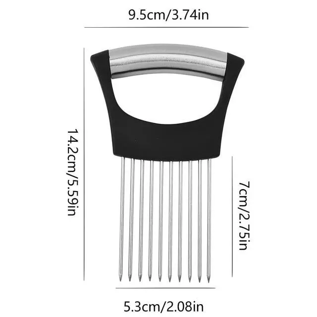 Alt view image 2 of 7 - Onion Holder for Slicing, Lemon Slicer Vegetable Cutter, Tomato, Eggs and Vegetables, Chopper Slicing Assistant Tool for Potato, Avocados, Eggs, Vegetable and MeatS, 10 Long Needles
