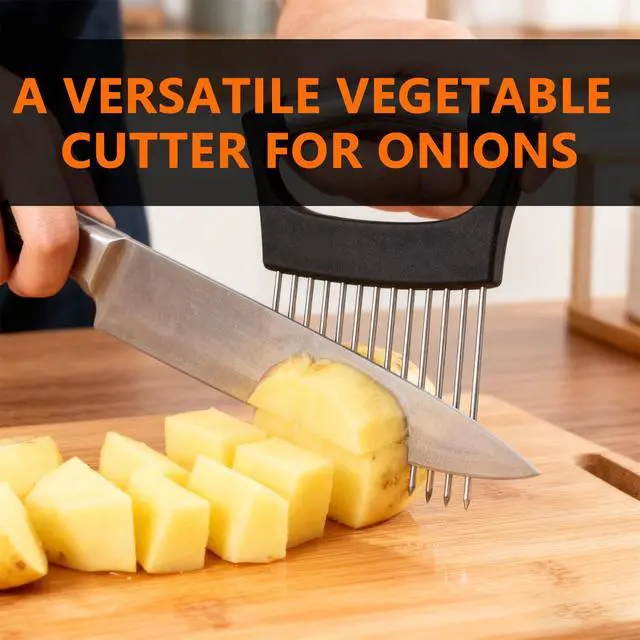 Alt view image 5 of 7 - Onion Holder for Slicing, Lemon Slicer Vegetable Cutter, Tomato, Eggs and Vegetables, Chopper Slicing Assistant Tool for Potato, Avocados, Eggs, Vegetable and MeatS, 10 Long Needles