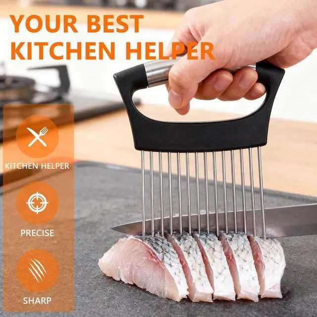 Alt view image 4 of 7 - Onion Holder for Slicing, Lemon Slicer Vegetable Cutter, Tomato, Eggs and Vegetables, Chopper Slicing Assistant Tool for Potato, Avocados, Eggs, Vegetable and MeatS, 10 Long Needles