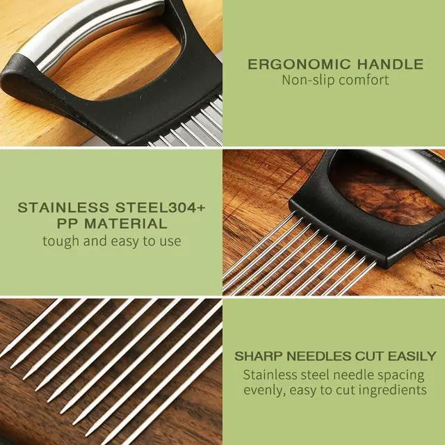 Alt view image 4 of 7 - 2024 New Stainless Steel Onion Slice Holder, Multifunctional Onion Slicer Chopper Vegetable Cutter, Premium Avocados Lemon Potato Tomato Carrots and Other Vegetable Fixing Slicer (1)