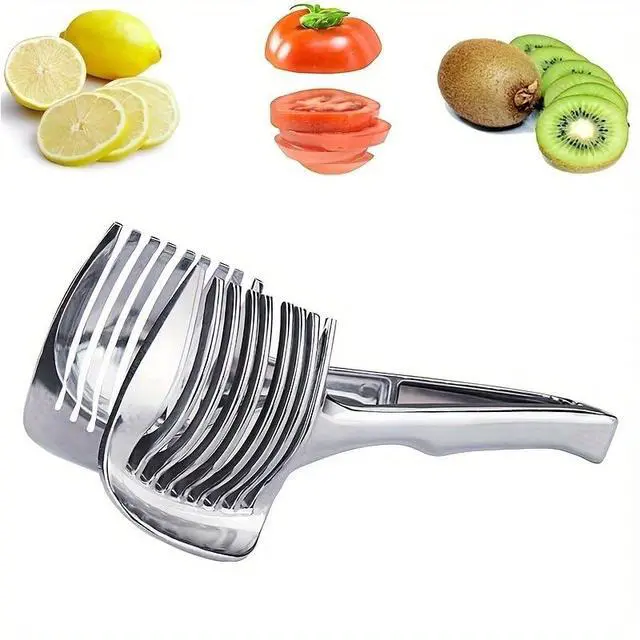 Alt view image 2 of 6 - Lemons Holder for Slicing Aluminum alloy Tomato Slicer Tool for Home Use, Multi-Purpose Vegetable Holder for OnionPotatoes, Tomatoes & Slicing
