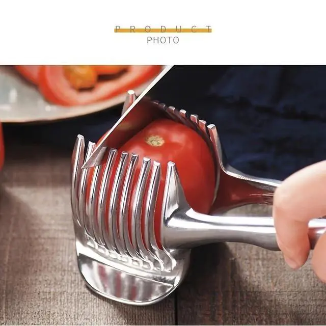 Alt view image 5 of 6 - Lemons Holder for Slicing Aluminum alloy Tomato Slicer Tool for Home Use, Multi-Purpose Vegetable Holder for OnionPotatoes, Tomatoes & Slicing