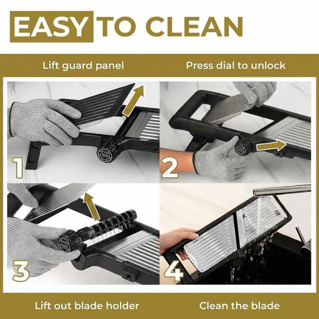 Alt view image 6 of 7 - Potato Cutter, Vegetable Chopper, Mandolin, Cucumber Slicer- INCLUDING One Pair Cut-Resistant Gloves and Waffle Fry Cutter