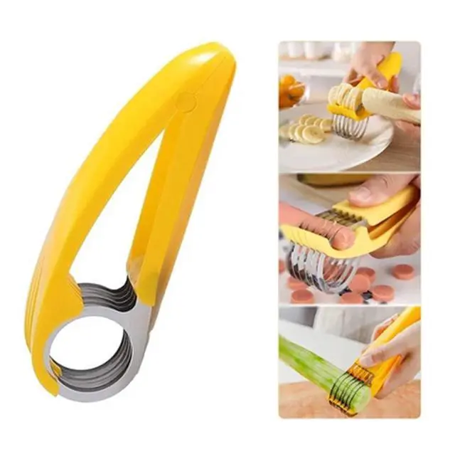 Alt view image 2 of 7 - Banana Slicer Fruit and Vegetable Salad Peeler Fruit Cutter sausage ham Peeler slicers Kitchen Tools, Yellow
