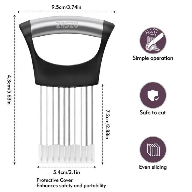 Alt view image 2 of 7 - Onion Holder for Slicing, Stainless Steel Onion Slicer Holder, Onion Slicer Cutter Chopper, Vegetable Fruit Tomato Slicer, Food Vegetable Chopper, Kitchen Gadgets