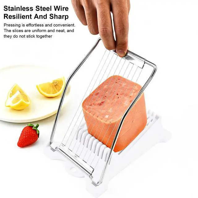 Alt view image 4 of 7 - Heavy Duty Luncheon Meat Slicer, Egg Cutter with 10 Precise Slices, Stainless Steel Kitchen Slicing Tool for Egg,Bananas, Avocados,Luncheon (White, 10 slicer)