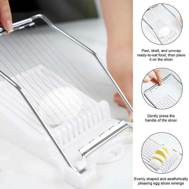 Alt view image 5 of 7 - Heavy Duty Luncheon Meat Slicer, Egg Cutter with 10 Precise Slices, Stainless Steel Kitchen Slicing Tool for Egg,Bananas, Avocados,Luncheon (White, 10 slicer)