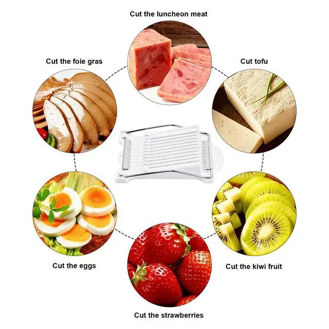 Alt view image 7 of 7 - Heavy Duty Luncheon Meat Slicer, Egg Cutter with 10 Precise Slices, Stainless Steel Kitchen Slicing Tool for Egg,Bananas, Avocados,Luncheon (White, 10 slicer)