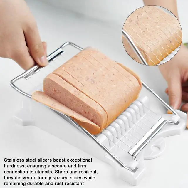 Alt view image 6 of 7 - Heavy Duty Luncheon Meat Slicer, Egg Cutter with 10 Precise Slices, Stainless Steel Kitchen Slicing Tool for Egg,Bananas, Avocados,Luncheon (White, 10 slicer)