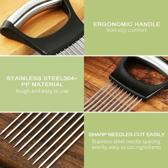 Alt view image 6 of 7 - Onion Holder for Slicing, Stainless Steel Slicer Onion Cutter for Slicing, Vegetable Cutter for Potato and Tomato, Lemon Avocados, Eggs, Food Slicer Assistant Tool (1 PCS)