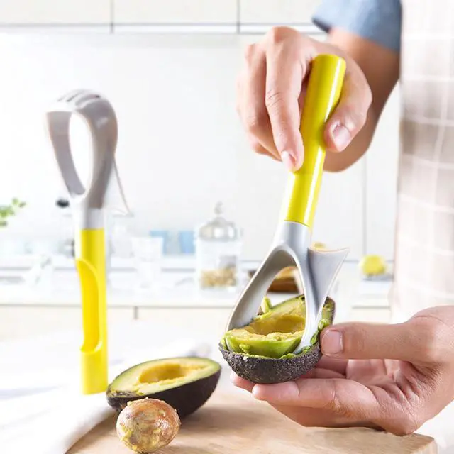 Alt view image 4 of 7 - Avocado Cutter, 3-In-1 Avocado Slicer, Reusable Avocado Masher With Comfortable Handle, Multi-Function Avocado Tool 8.4x2.7x1.3inch Avocado Slicer Mini Masher Avocado Tool Avocado Slicer Tool