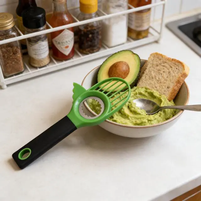 Alt view image 4 of 7 - 3-in-1 Avocado Slicer Tool - Avocado Cutter, 2026 New Avocado Pitter, Multifunctional Avocado Tool for Kitchen Helper, Cutter and Airtight Storage Container,Kitchen Gadget (Green-1)