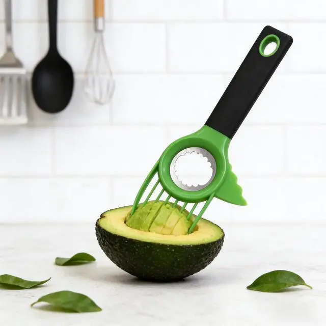 Alt view image 5 of 7 - 3-in-1 Avocado Slicer Tool - Avocado Cutter, 2026 New Avocado Pitter, Multifunctional Avocado Tool for Kitchen Helper, Cutter and Airtight Storage Container,Kitchen Gadget (Green-1)