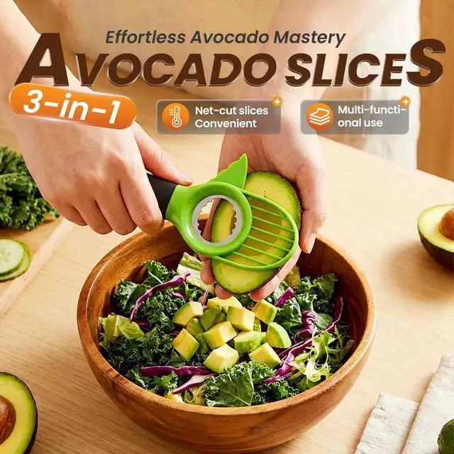 Alt view image 2 of 7 - 3-in-1 Avocado Slicer, 2026 New Avocado Pitter, Multifunctional Avocado Tool for Kitchen Helper, Ergonomic Avocado Cutter for Salads, Non-Slip Handle Avocado Slicer for Home Cooking (3 Set)