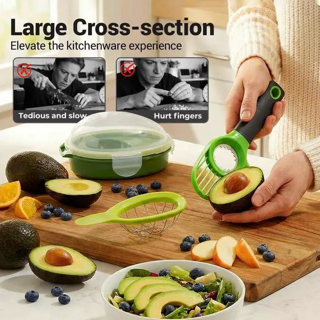 Alt view image 6 of 7 - 3-in-1 Avocado Slicer, 2026 New Avocado Pitter, Multifunctional Avocado Tool for Kitchen Helper, Ergonomic Avocado Cutter for Salads, Non-Slip Handle Avocado Slicer for Home Cooking (3 Set)