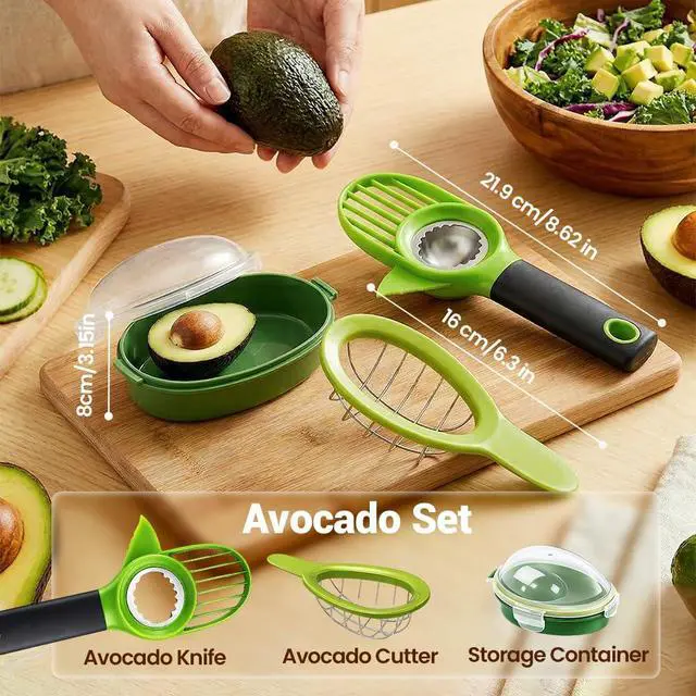 Alt view image 7 of 7 - 3-in-1 Avocado Slicer, 2026 New Avocado Pitter, Multifunctional Avocado Tool for Kitchen Helper, Ergonomic Avocado Cutter for Salads, Non-Slip Handle Avocado Slicer for Home Cooking (3 Set)