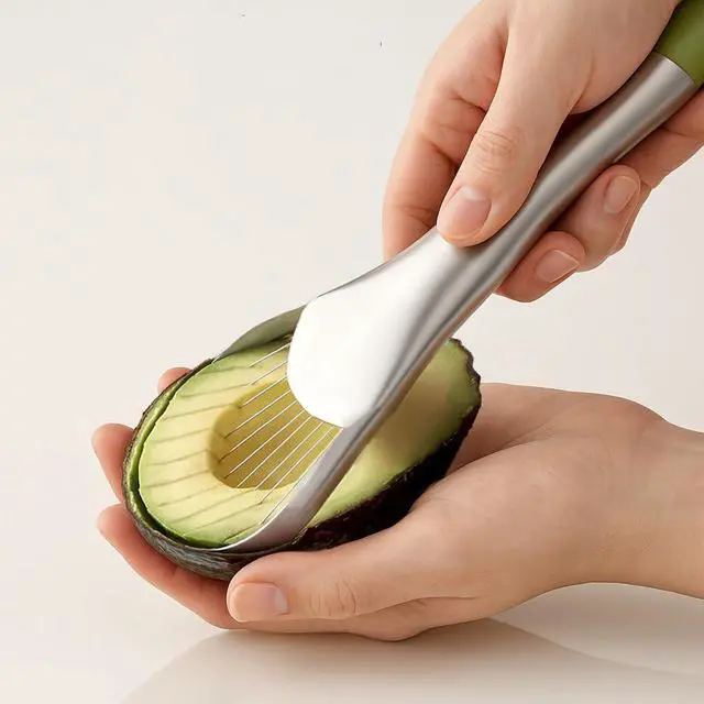 Alt view image 3 of 7 - 2-in-1 Avocado Slicer & Pitter, Stainless Steel Kitchen Tool with Wire End for Scooping, Loop End for Pit Removal, Dishwasher SafeStainless Steel Avocado Slicer