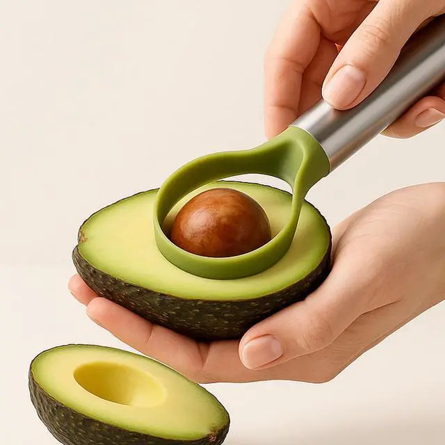 Alt view image 2 of 7 - 2-in-1 Avocado Slicer & Pitter, Stainless Steel Kitchen Tool with Wire End for Scooping, Loop End for Pit Removal, Dishwasher SafeStainless Steel Avocado Slicer