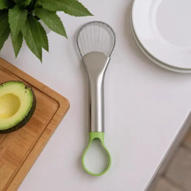 Alt view image 6 of 7 - 2-in-1 Avocado Slicer & Pitter, Stainless Steel Kitchen Tool with Wire End for Scooping, Loop End for Pit Removal, Dishwasher SafeStainless Steel Avocado Slicer