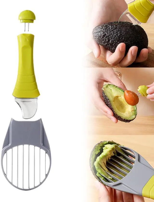 Main image of Slicer Tool 3 in 1, Avocado Cutter Tool, Avocado Peeler - 3-in-1: Slice/Pit/Scoop, Safe & Easy for All Ages, Slides into Drawer, Great Gift for Friends/Colleagues - Avacado Tool