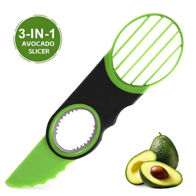 Alt view image 2 of 7 - 3-in-1 Avocado Slicer Knife with Pitter & Peeler, Stainless Steel Blade Avocado Cutter Tool for Slicing, Pitting & Scooping Dishwasher Safe, Green