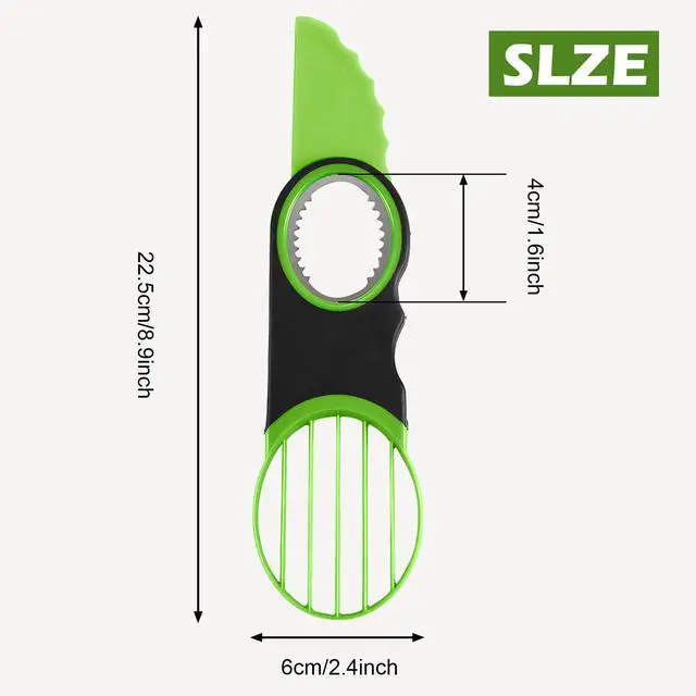 Alt view image 5 of 7 - 3-in-1 Avocado Slicer Knife with Pitter & Peeler, Stainless Steel Blade Avocado Cutter Tool for Slicing, Pitting & Scooping Dishwasher Safe, Green