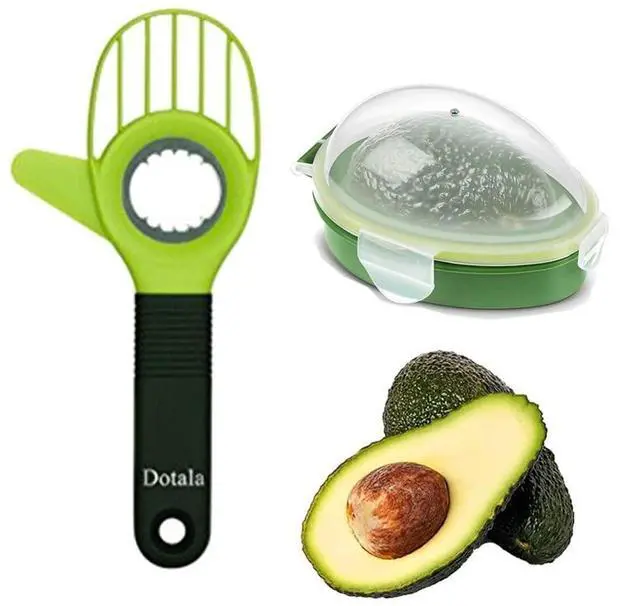 Main image of 3 in 1 Avocado Slicer Tool and Saver Keeper,Avocado Pit Remover and Cutter as knife peeler scoop with Comfort-Grip Handle (Green-(Slicer+Saver))