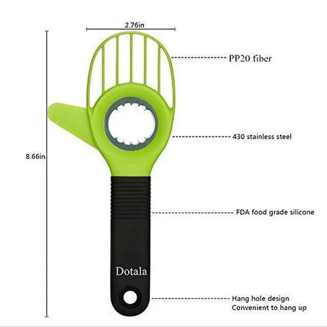 Alt view image 3 of 7 - 3 in 1 Avocado Slicer Tool and Saver Keeper,Avocado Pit Remover and Cutter as knife peeler scoop with Comfort-Grip Handle (Green-(Slicer+Saver))