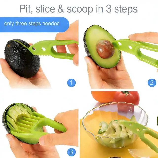 Alt view image 3 of 7 - 3 In 1 Avocado Peeler Slicer Tool - Avocado Slicer - Avocado Cutter and Scooper for Fruits & Vegetable - Avocado Pitter