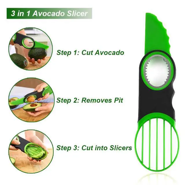 Alt view image 3 of 7 - Stainless Steel Avocado Slicer, Corer, and Paring Knife Combo: 3-in-1 Tool - Dishwasher Safe & Heavy Duty