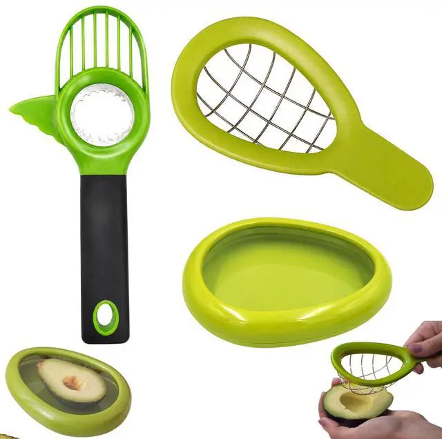 Main image of 3PCS Avocado Slicer Set, 3-in-1 Avocado Tool for Easy Slicing and Pitting, Stainless Steel Avocado Cutter with Long Handle, Durable Kitchen Gadget for Avocado Preparation and Avocado Saver
