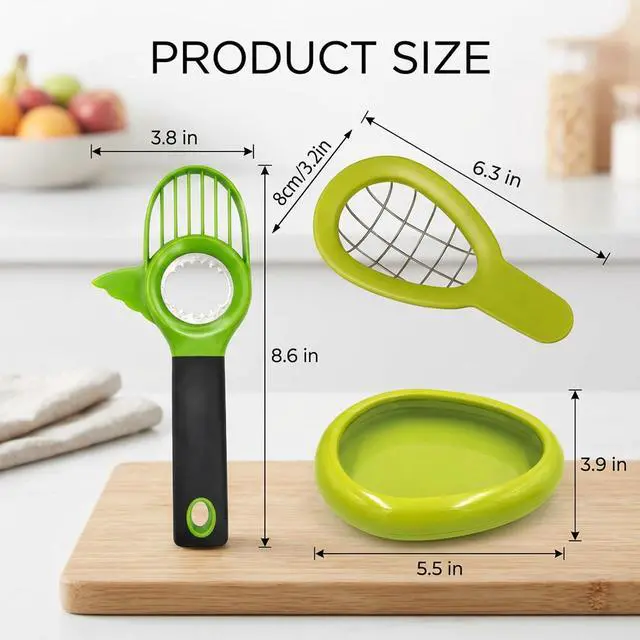 Alt view image 2 of 7 - 3PCS Avocado Slicer Set, 3-in-1 Avocado Tool for Easy Slicing and Pitting, Stainless Steel Avocado Cutter with Long Handle, Durable Kitchen Gadget for Avocado Preparation and Avocado Saver