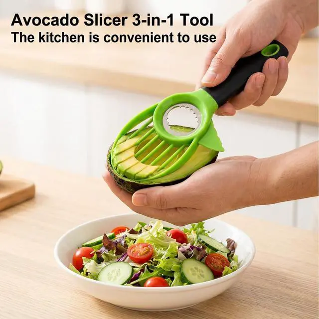 Alt view image 3 of 7 - 3PCS Avocado Slicer Set, 3-in-1 Avocado Tool for Easy Slicing and Pitting, Stainless Steel Avocado Cutter with Long Handle, Durable Kitchen Gadget for Avocado Preparation and Avocado Saver