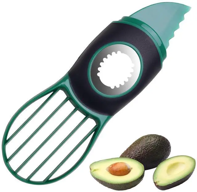 Main image of Slicer Tool Kitchen Avocado Knife Set, Good Grips 3-in-1 Avocado Tool with Avocado cutter slicer, Avocado Pit Remover, Avocado Peeler with Cover, Green