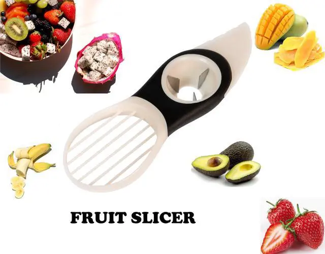 Alt view image 7 of 7 - Avocado Fruit Slicer Pitter 3 in 1 Banana Dragon Fruit Peach Pear Passionfruit White & Black Kitchen Gadget Tool Comfortable to Grip Core Remover Food Safe Fruit & Vegetable