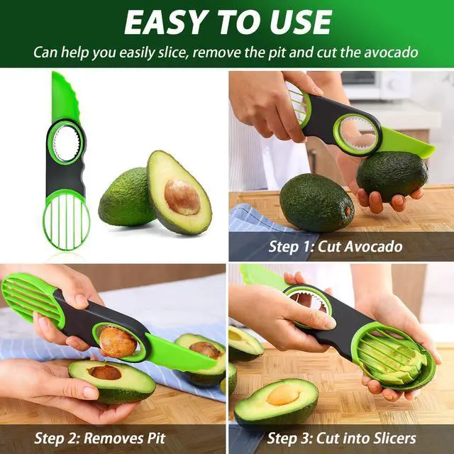Alt view image 5 of 7 - 2 Pack Avocado Slicer Set, 3-in-1 Avocado Cutter Slicer Pitter Peeler, Dishwasher Safe, Multi-Functional Kitchen Avocado Prep Tool