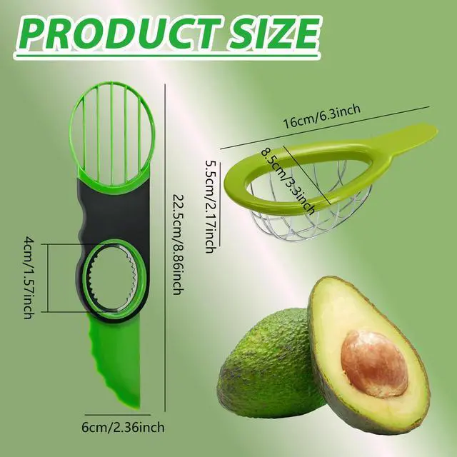 Alt view image 6 of 7 - 2 Pack Avocado Slicer Set, 3-in-1 Avocado Cutter Slicer Pitter Peeler, Dishwasher Safe, Multi-Functional Kitchen Avocado Prep Tool