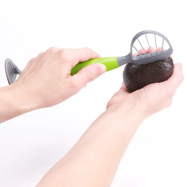 Alt view image 4 of 6 - Avocado Tool - 5-in-1 Opener Knife, Pitter, Slicer, Scoop and Masher, Best Kitchen Utensil for Avocados; Dishwasher Safe Guacamole Maker Splits, Pits & Slices; Green, BPA Free (3 Piece) by Jokari