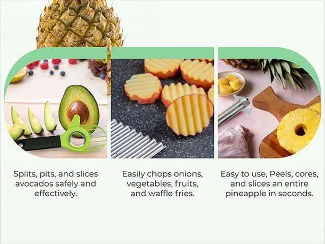Alt view image 4 of 7 - Fruit Prep Tool Set Pineapple Corer & Slicer + Apple Cutter & Corer + 3-in-1 Avocado Tool | Stainless Steel Kit for Easy Fruit Cutting, Peeling & Saving