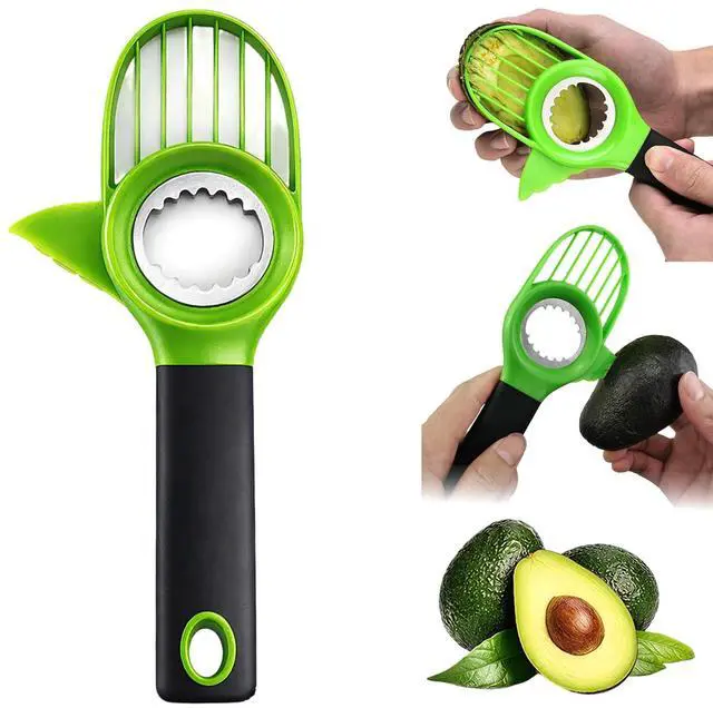 Main image of 3-in-1 Avocado Slicer Tool, Multi-Function Splitter Pitter Cutter, Silicone Comfort-Grip Handle Avocado Peeler for Kitchen (1PC)