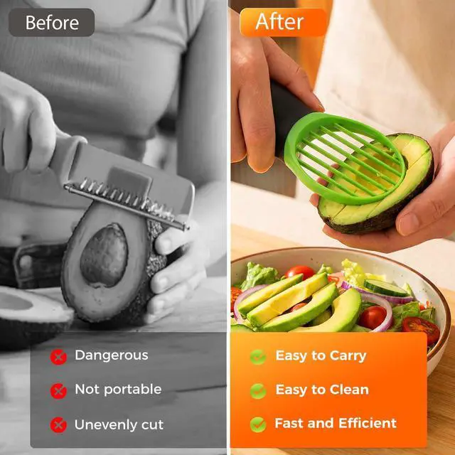 Alt view image 6 of 7 - 3-in-1 Avocado Slicer Tool, Multi-Function Splitter Pitter Cutter, Silicone Comfort-Grip Handle Avocado Peeler for Kitchen (1PC)