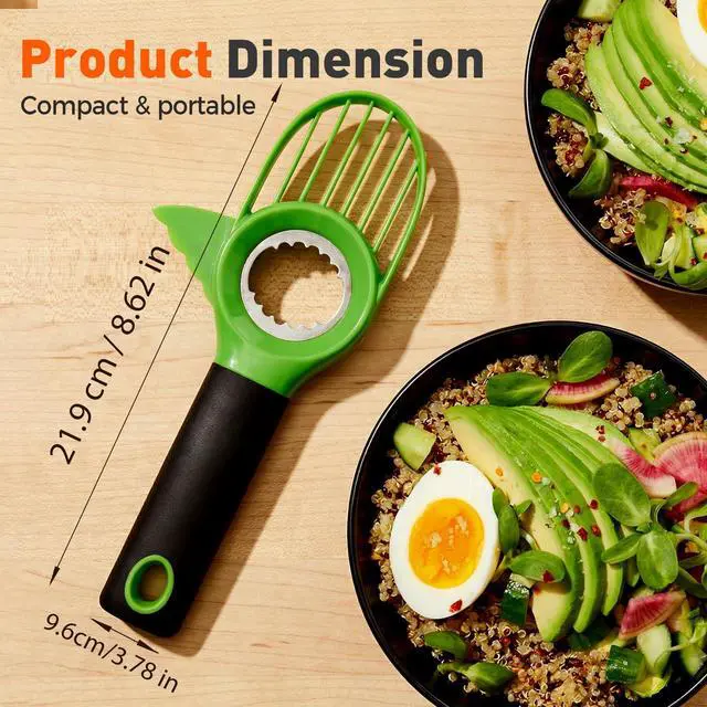 Alt view image 7 of 7 - 3-in-1 Avocado Slicer Tool, Multi-Function Splitter Pitter Cutter, Silicone Comfort-Grip Handle Avocado Peeler for Kitchen (1PC)
