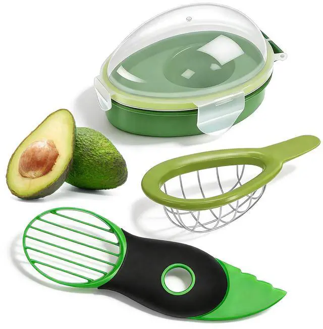 Main image of Egg Slicers, Avocado 3 Piece Set with Avocado Container, Includes Avocado Slicer and Avocado Cutter Tool, Dishwasher Safe for Slicing, Dicing and Keeping Avocados Fresh