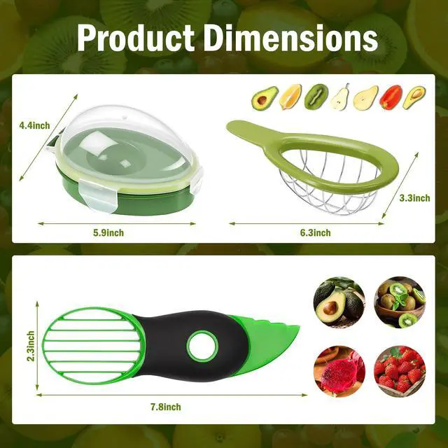 Alt view image 2 of 7 - Egg Slicers, Avocado 3 Piece Set with Avocado Container, Includes Avocado Slicer and Avocado Cutter Tool, Dishwasher Safe for Slicing, Dicing and Keeping Avocados Fresh