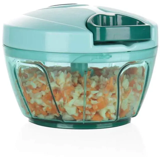 Main image of Manual Food Processor Vegetable Chopper, Portable Hand Pull String Garlic Mincer Onion Cutter for Veggies, Ginger, Fruits, Nuts, Herbs, etc., 500ml, Blue