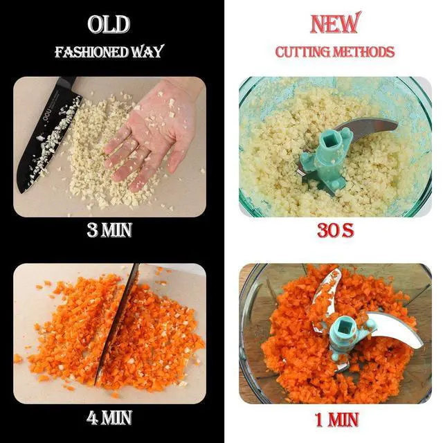 Alt view image 5 of 7 - Manual Food Processor Vegetable Chopper, Portable Hand Pull String Garlic Mincer Onion Cutter for Veggies, Ginger, Fruits, Nuts, Herbs, etc., 500ml, Blue