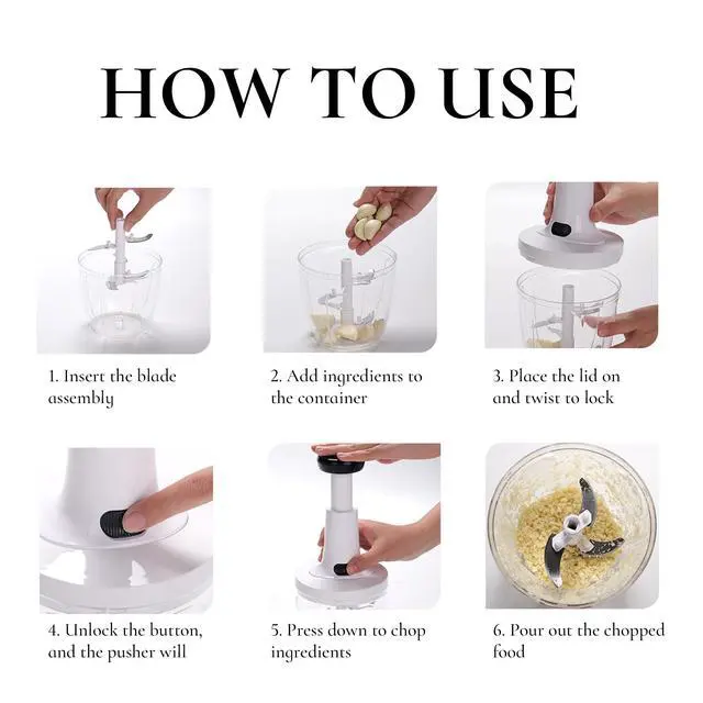 Alt view image 3 of 7 - Manual Food Chopper Hand Push Express Vegetable Dicer Mincer Sharp Blades Onion Cutter Garlic Mincer with Container for Chili Meat Nuts Herbs, Dishwasher Safe
